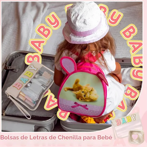 Vista 6 de Hillban Bolsa de maquillaje transparente con tema de bebé, bolsa de PVC