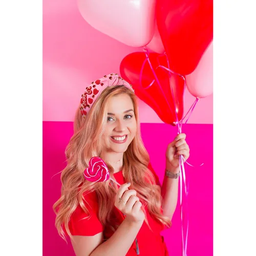Vista 2 de Diadema de corazón para mujer, diadema anudada para el día de San Valentín, diadema con cuentas de diamantes de imitación, diadema de corazón