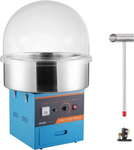 Vista 11 de VEVOR - Máquina eléctrica para hacer algodón de azúcar con carro, máquina comercial para hacer caramelo de 1000W con tazón de acero inoxidable
