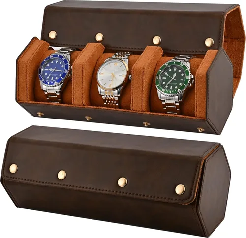 Vista 10 de ROSELLE Funda de reloj individual para hombre y mujer - Estuche de viaje Negro-1