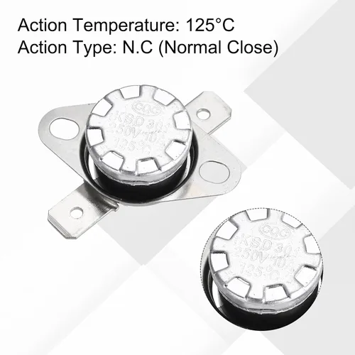 Vista 40 de uxcell KSD301 Termostato 32.0 °F/32 ° F 10 A Normalmente Cerrado N.C Ajuste Snap Disc Interruptor de temperatura para microondas, horno, cafeteras 2