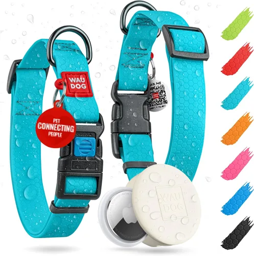 Vista 27 de WAUDOG Collar de perro impermeable – Collar ajustable para perros grandes, pequeños y medianos – Collares resistentes con cierre de metal duradero
