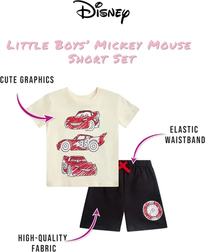 Vista 14 de Disney Conjunto de 2 piezas de camiseta y pantalones cortos de manga corta de Mickey Mouse Lightning McQueen Toy Story (12M-24M)