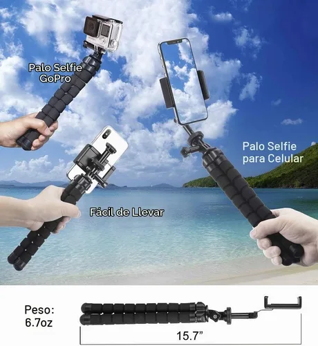 Vista 5 de Trípode para teléfono, trípode flexible, ajuste de ángulo mejorado de 4 ejes, soporte giratorio único de 360°, patas resistentes estilo pulpo