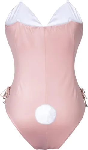 Vista 4 de Conjunto de disfraz de conejita para mujer, traje de senpai, cosplay de anime, una sola pieza, con medias