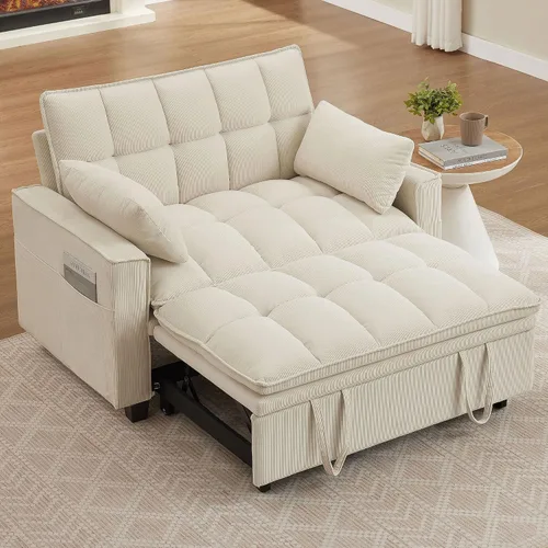 Vista 20 de 57" Small Loveseat Sofa, Mid Century Modern Love Seat Couch with Back Cushions and Plastic Legs, 2 Seater Couches for Living Room, Bedroom, Small