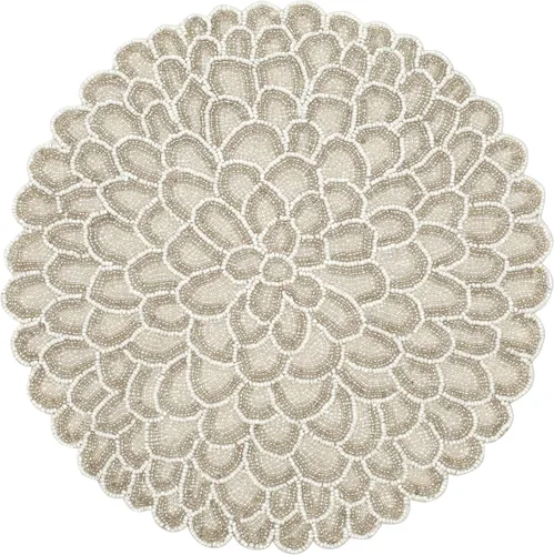 Vista 39 de Manteles individuales de 13 pulgadas con cuentas redondas para mesa de comedor - Manteles decorativos con cuentas de vidrio y respaldo de algodón