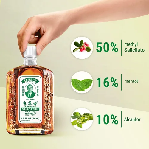 Vista 4 de Wong to Yick - Aceite Medicado Wood Lock - Alivio Herbal del Dolor para Dolores Musculares, Torceduras, Dolor de Hombro y Espalda