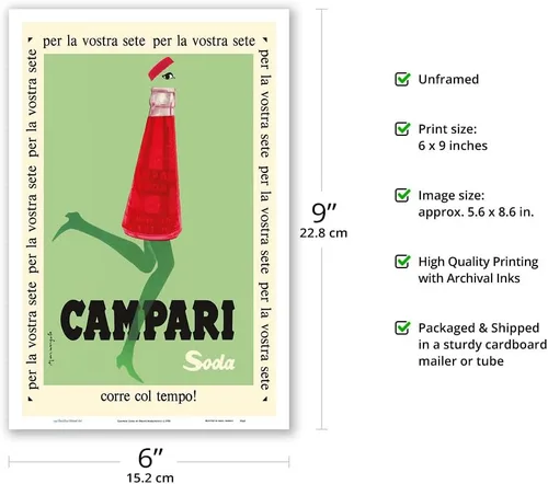 Vista 2 de Para tu sed (Per la Vostra Sete) - Campari Soda - Póster publicitario vintage por Franz Marangolo c.1950 - Impresión artística maestra (sin marco) 6