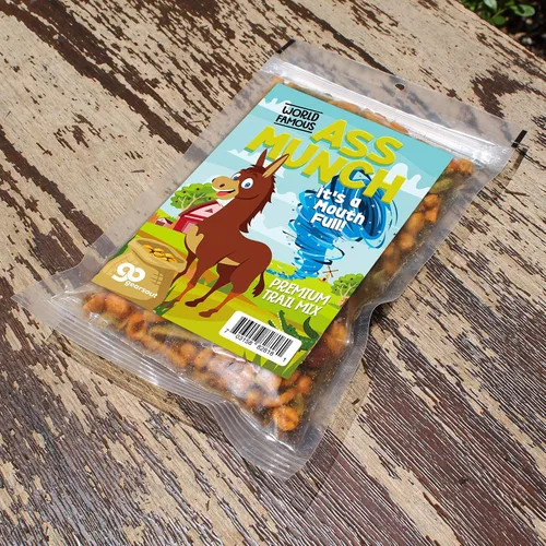 Vista 9 de Ass Munch Spicy Trail Mix - Divertido diseño de burro - Regalo de Navidad para marido - Regalos comestibles para hombres - Mezcla picante, fabricado