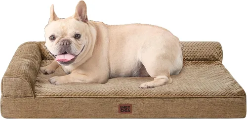 Vista 61 de EHEYCIGA - Cama ortopédica para perros de tamaño mediano, cama de espuma viscoelástica para perros, color beige Small Dog Sofa with Washable