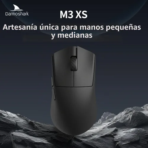 Vista 3 de Darmoshark M3XS - Mini mouse inalámbrico para juegos, trimodo 2.4G/USB-C/Bluetooth, hasta 26000DPI, sensor óptico PAW3395 ligero, 1.59 oz, 5 botones