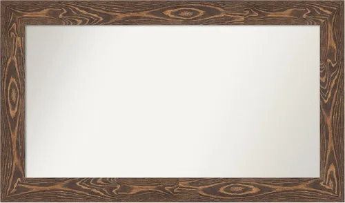 Vista 126 de Amanti Art Espejo de baño marrón para sobre fregadero, 26 x 26 pulgadas, espejo de tocador cuadrado marrón rústico Alexandria, marco de madera