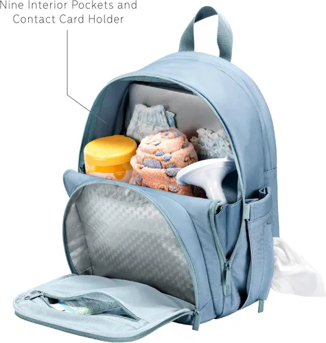 Vista 6 de uninni Mochila grande para pañales para mamás y papás–Bolsa de pañales para bebés con cambiador portátil, estuche de chupete extraíble - Negro