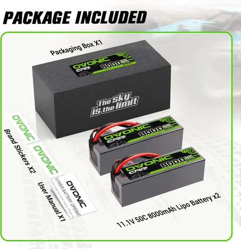 Vista 6 de OVONIC 3s 11.1V Estuche rígido Lipo Battery 8000mAh 50C Max a 80C Lipo Battery Soft Case con conector T estilo Dean para avión RC, helicóptero