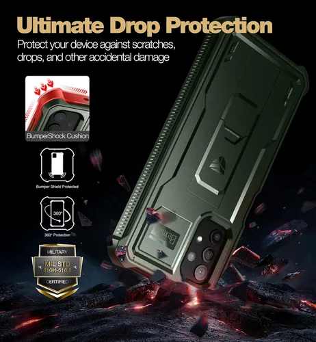Vista 3 de Dexnor Funda para Samsung Galaxy A32 5G, [protector de pantalla y soporte integrados] Protección de grado militar resistente a prueba de golpes