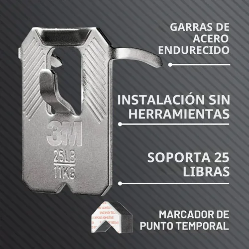 Vista 5 de 3M Claw Percha para cuadros de yeso, plateado