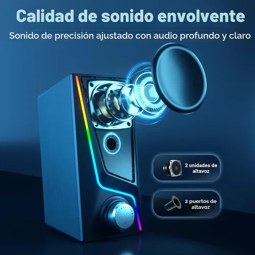 Vista 3 de Nylavee Altavoces de computadora con subwoofer, altavoces de PC 2.1 Negro