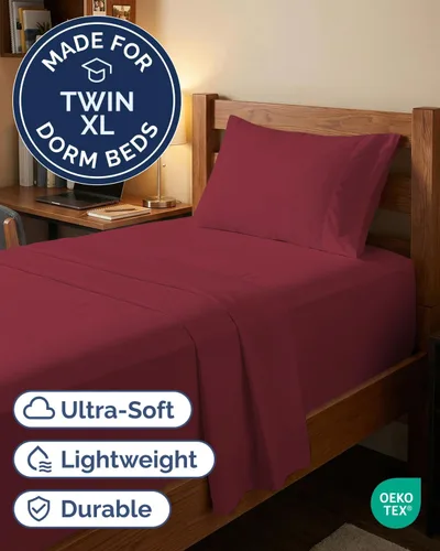 Vista 602 de Extra Deep Twin XL Sheet Set - 3 Piece College Dorm Room - White 01-Blanco