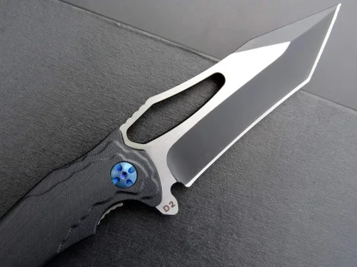 Vista 4 de Eafengrow EF915 Cuchillo plegable D2 hoja de acero con revestimiento de óxido negro; mango G10 con rodamiento de bolas, cuchillo abierto seguro