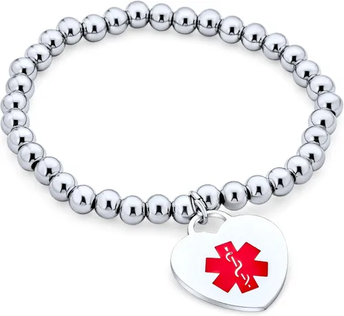 Vista 2 de Pulsera elástica personalizable con forma de corazón para mujeres y adolescentes, de acero inoxidable
