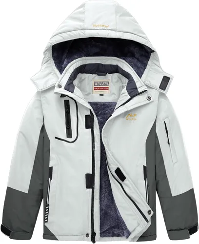 Vista 10 de WULFUL - Chaqueta impermeable de esquí para niño, con capucha, forro polar cálido, abrigo de nieve para el invierno Agua