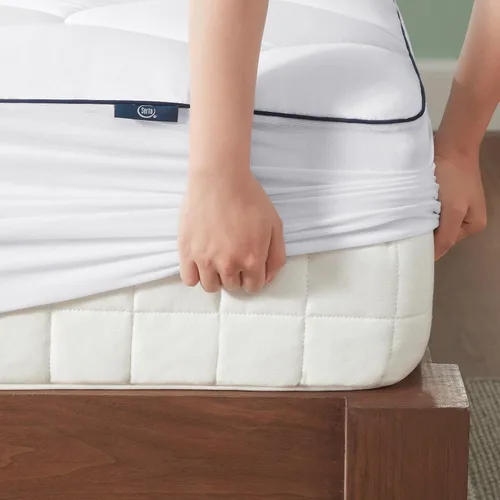 Vista 4 de Serta Ocean Breeze - Protector de colchón elástico ajustable y transpirable con relleno de fibra sostenible y funda Tencel para todas