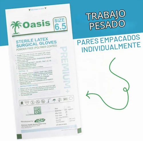 Vista 5 de Generic Guantes quirúrgicos de látex sin polvo, tamaño 6.5, 50 pares/caja