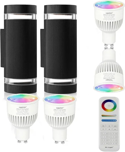 Vista 7 de rosykite Iluminación LED que cambia de color RGB doble hacia arriba y hacia abajo, luz de pared al aire libre, 12 W, 1200 lm, temperatura blanca