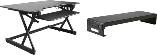 Vista 12 de Rocelco - Convertidor de escritorio para trabajar de pie con altura ajustable de 32 pulgadas - Estación de trabajo para computadora sentada o de pie