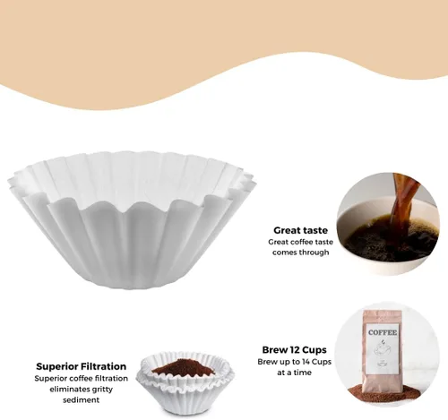 Vista 4 de Filtros de papel desechables para cafeteras BLACK+DECKER de 12 tazas, prepara hasta 12 tazas de café (paquete de 100)