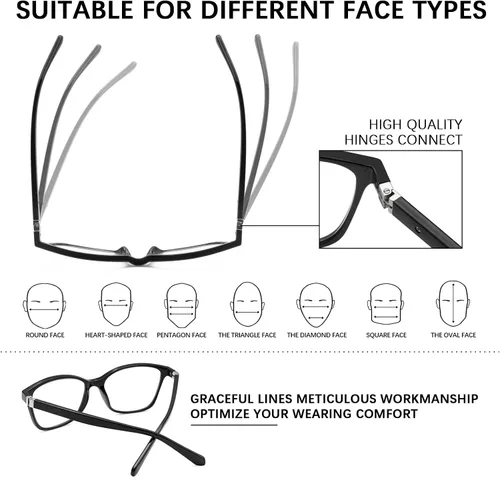 Vista 4 de 3 Pack Progressive Multifocus Reading Glasses Blue Light Blocking Multifocal Readers for Women Men with Spring Hinge