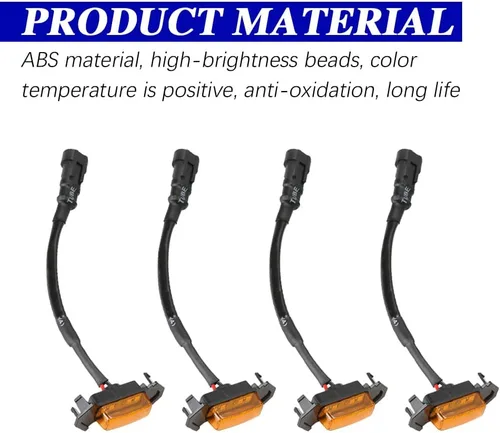 Vista 6 de 4 luces LED para parrilla, luces LED ámbar brillante para parrilla con arnés de cableado, lámparas de rejilla frontal impermeables, lámparas