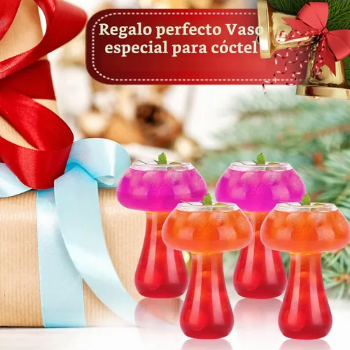 Vista 7 de WHJY Vasos de vidrio de setas, copas creativas para cócteles, copas de hongos, copa de vino, copa de copa de vidrio, vasos de Martini divertidos