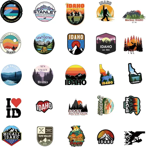 Vista 3 de Idaho State Stickers 60 calcomanías de viaje estéticas impermeables paquete de calcomanías de vinilo para botella de agua, laptop, taza, teléfono