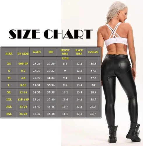 Vista 6 de Fittoo - Pantalones de piel sintética para mujer con levantamiento de glúteos