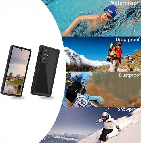 Vista 7 de Compatible con Note 20 Ultra Funda impermeable, IP68 bajo el agua a prueba de suciedad, a prueba de golpes, protector de pantalla integrado