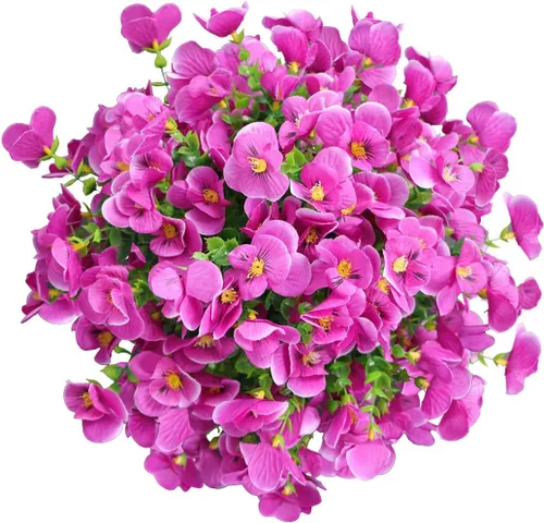 Vista 2 de 6 paquetes de flores artificiales de orquídea, vegetación artificial falsa, resistente a los rayos UV, no se decolora, flores de plástico sintético