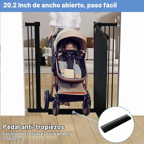 Vista 5 de Puerta extra alta para bebés de 40.5 pulgadas, sin taladros, puerta extra ancha de 54.7 a 60.2 pulgadas para perros y mascotas, para interiores