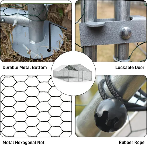 Vista 5 de OUYESSIR Gallinero para exteriores, gran techo de espionaje con cubierta impermeable para uso en granja en el patio trasero, jaula para aves