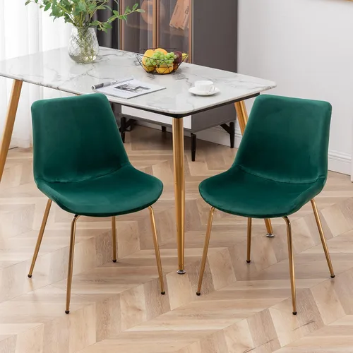 Vista 9 de R. Everett - Silla de comedor moderna de terciopelo con patas chapadas en oro duraderas, juego de 2, color azul