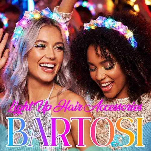 Vista 6 de BARTOSI Diademas iluminadas con luz LED, diadema brillante, accesorios para el cabello para mujeres y niñas