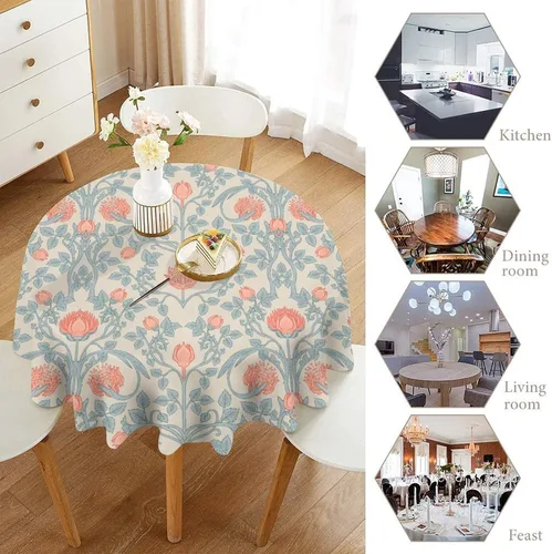 Vista 235 de Mantel Floral Retro de Pájaros, Diseño Original Bohemio William Morris Estampado Cubierta de Mesa para Hogar Picnic Fiesta Comedor Cocina William