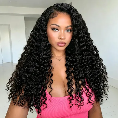Vista 11 de Pinketer 99j - Pelucas de cabello humano con encaje frontal transparente, onda profunda burdeos, 13x4, pelucas mojadas y onduladas para mujeres