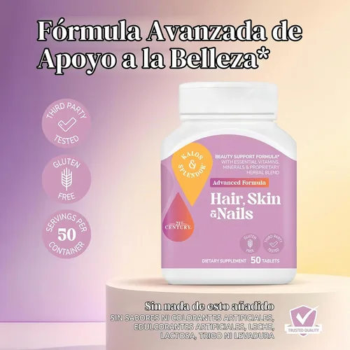 Vista 2 de 21st Century Cápsulas de fórmula avanzada para cabello, piel y uñas, 50 unidades Advanced Hair, Skin & Nails Formula with Vitamins, Minerals &
