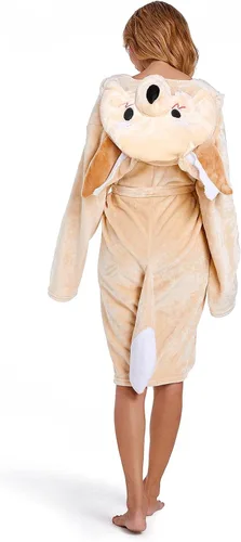 Vista 3 de OLAOLA Fennec Fox Bathrobes Plush Robes with Hood Flannel Animal Bath Robe Soft Bath Robe for Women Men Adult Gifts
