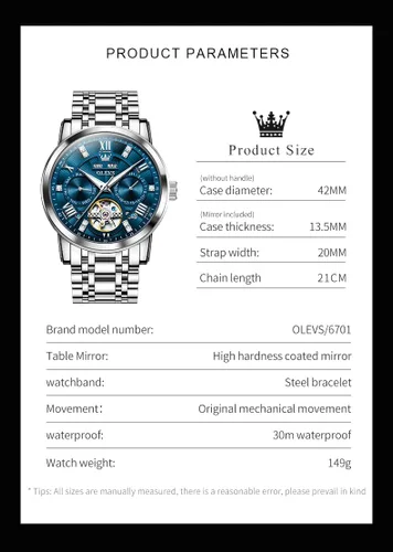 Vista 42 de OLEVS Relojes automáticos para hombre, oro de lujo, vestido de diamantes de cuerda automática, esqueleto mecánico, Tourbillon, reloj de pulsera
