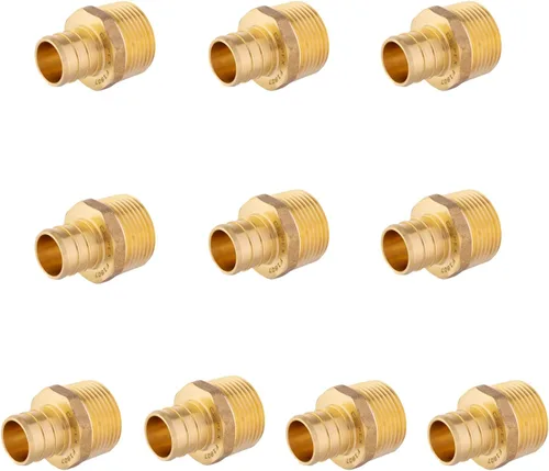 Vista 8 de (Paquete de 2) EFIELD Barb Crimp Pex Adaptador Macho NPT de 3/4 Pulgada x 3/4 Pulgada, Accesorio de Latón, ASTM F1807, (PEX1807021-2PCS)