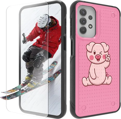 Vista 28 de Funda para Samsung Galaxy A13/A04/A04S/A23/A32 5G con protector de pantalla, parte trasera texturizada de policarbonato duro, diseño de flores