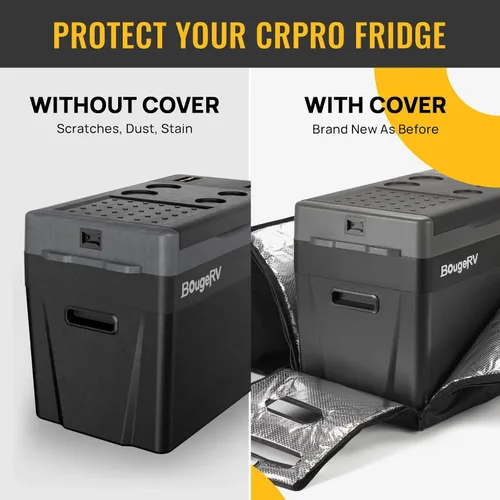 Vista 5 de BougeRV Artículos del paquete: CRPRO 30 cuartos de galón 12v refrigerador de coche (gris) y cubierta protectora aislada de 30 cuartos